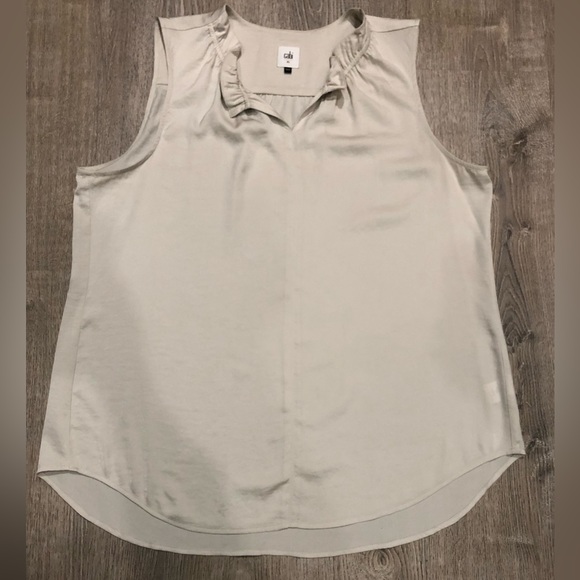 CAbi Tops - CAbi Cream Ruffle Neck Sleeveless Blouse